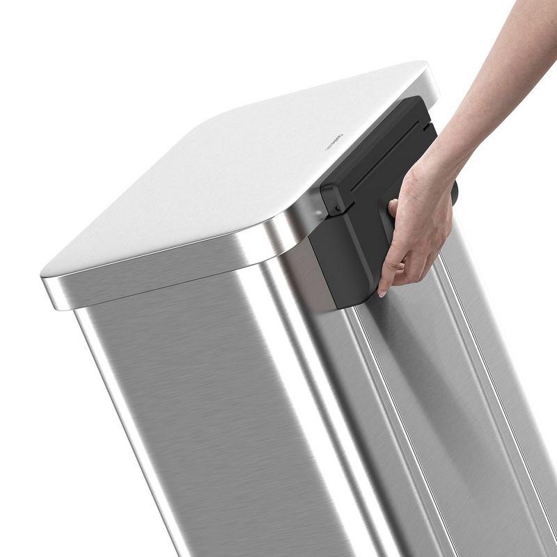 QUALIAZERO 20 GAL/75L, RECTANGLE SHAPE, STAINLESS STEEL STEP-ON CAN, WITH SOFT CLOSE LID, BRUSH FINISH