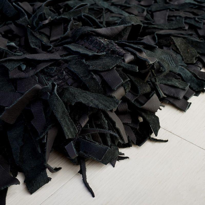 Leather Shag LSG601 Handwoven Accent Rug - Black - 3'x5' - Safavieh