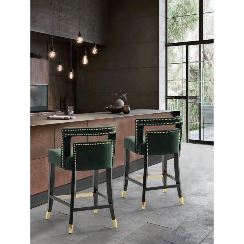 Iconic Home Velvet Half-Back Counter Stool, Irrithel