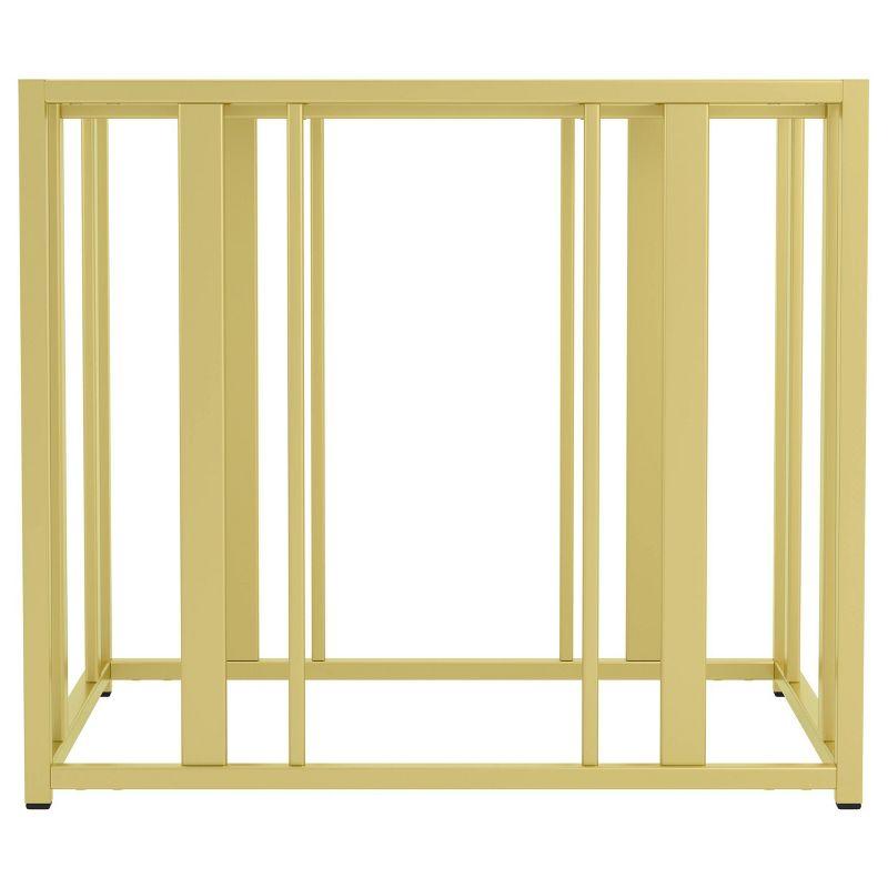 Contemporary Matte Brass Metal and Glass Rectangular End Table