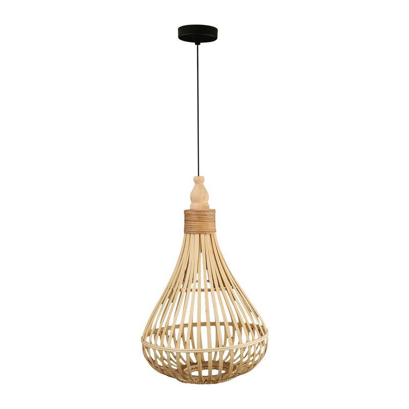 Amsfield 20" Brown Natural Wood Bell Pendant Light