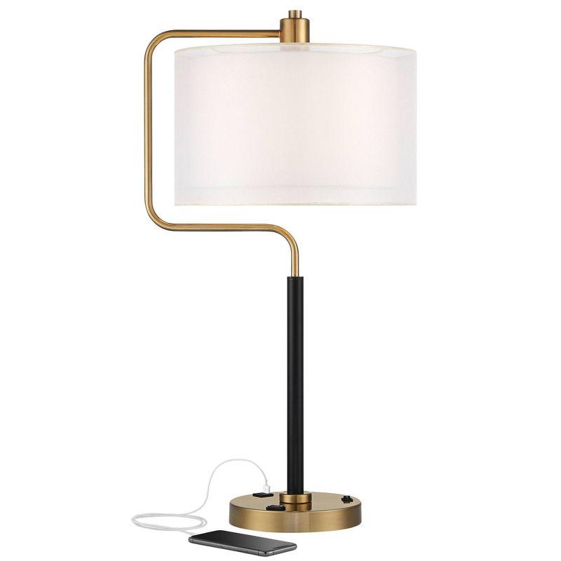 Carlyle 30.5" Black and Gold Desk Lamp with USB Port