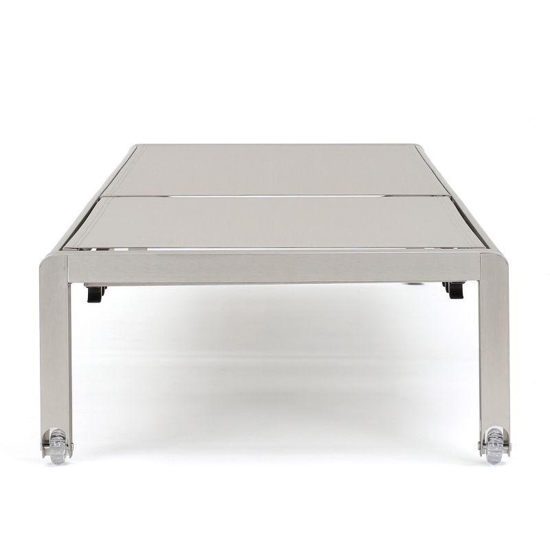 GDFStudio Cape Coral Outdoor Mesh and Aluminum Armless Adjustable Chaise Lounges (Set of 4), Gray/Siver