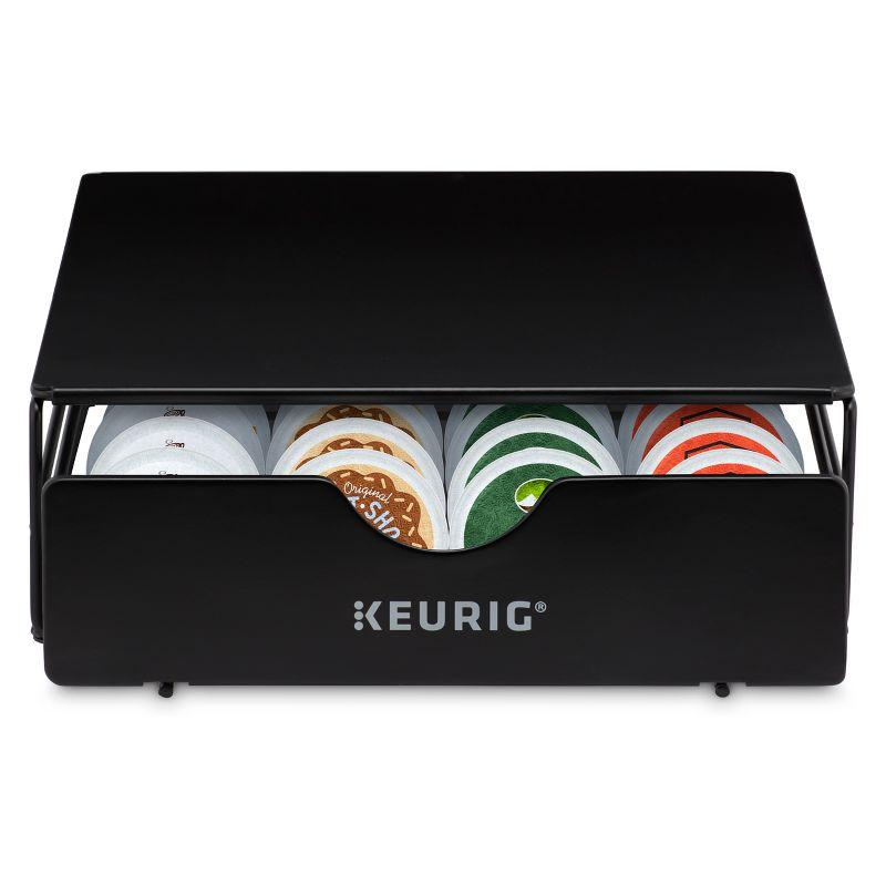 Keurig Non-Rolling 24ct Coffee Pod Storage Drawer: Black Metal K-Cup Organizer, Freestanding Kitchen Rack