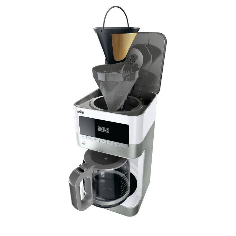 Braun BrewSense 12-cup Drip Coffee Maker - KF6050WH - Stainless Steel/White: Automatic Shut-Off, Glass Carafe, 1000W