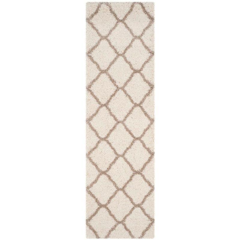 Elegant Ivory Beige 2'3" x 12' Synthetic Shag Runner Rug