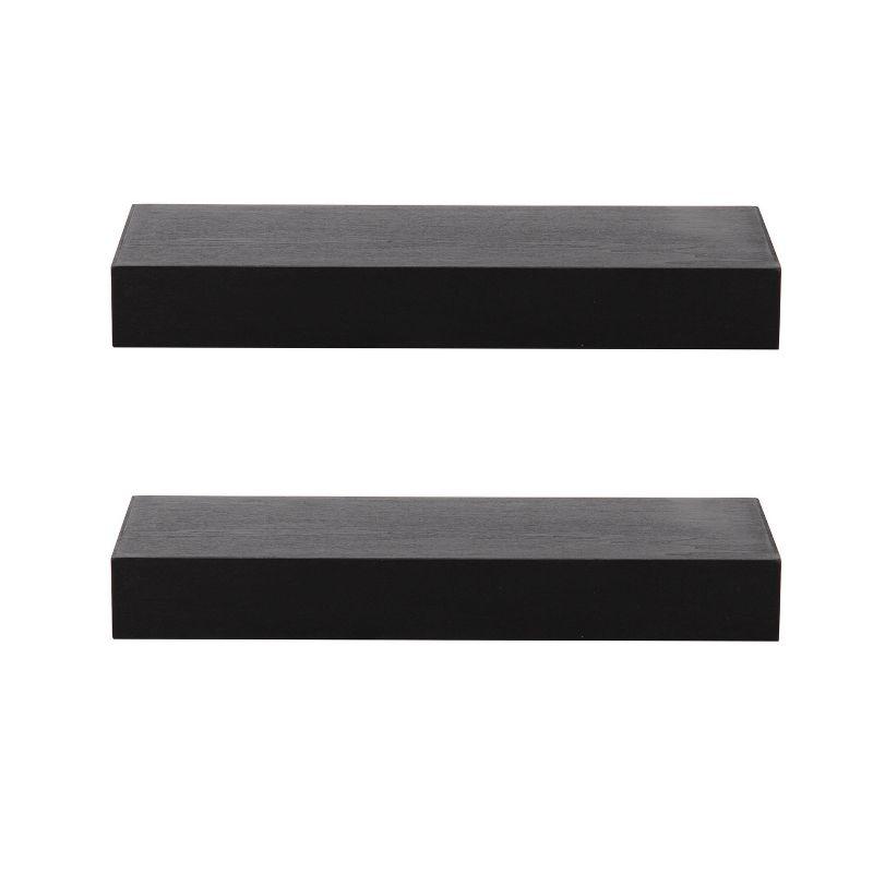 Havlock 18'' Black Wood Modern Floating Cube Shelves - Set of 2