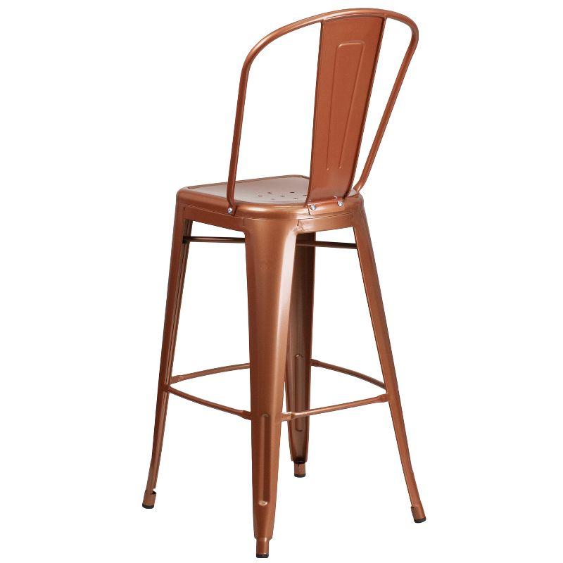 Flash Furniture Commercial Grade 30" High Metal Indoor-Outdoor Barstool with Back