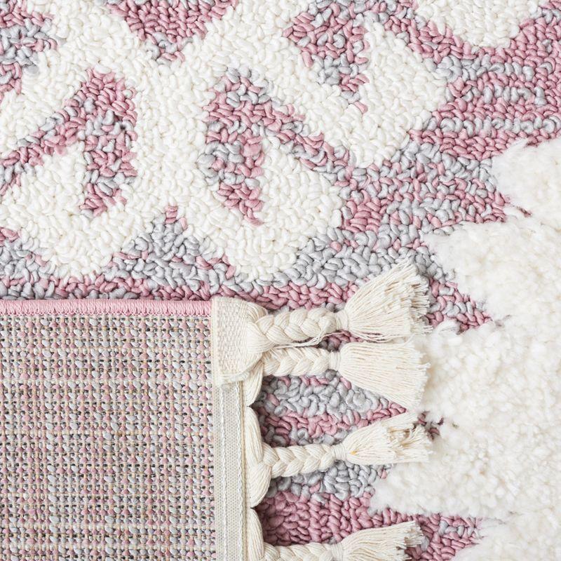Moroccan Tassel Shag MTS652 Power Loomed Indoor Area Rug - Pink/Ivory - 5'3"x7'6" - Safavieh