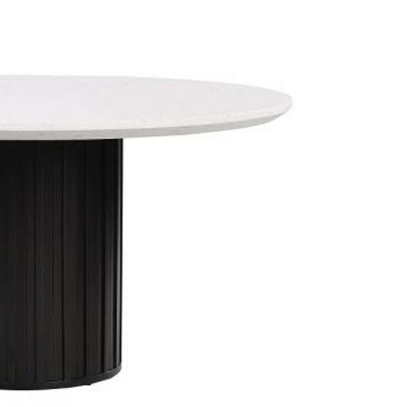 54" Jaramillo Dining Table Engineering Marble Top Black Finish - Acme Furniture: Elegant Rectangular Kitchen Table, Metal Pedestal Base