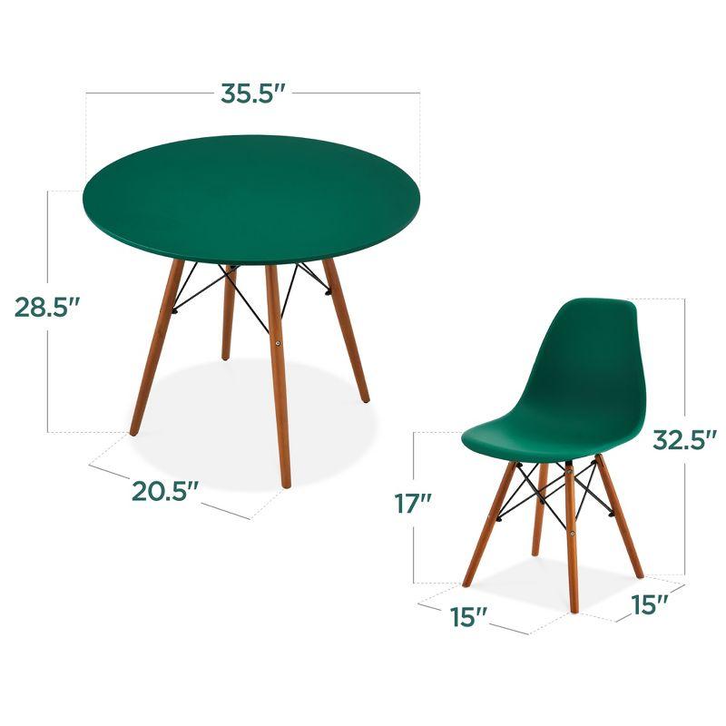 Best Choice Products 5-Piece Compact Mid-Century Modern Dining Set w/ 4 Chairs, Wooden Legs - Dark Green/Walnut