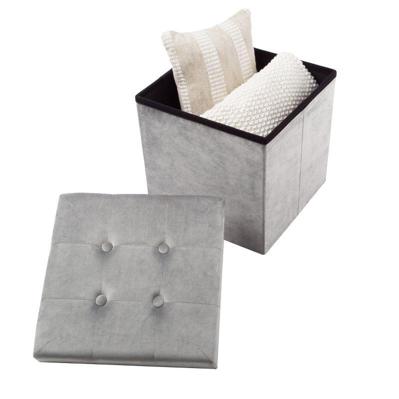 Lavish Home Velvet Tufted Storage Ottoman