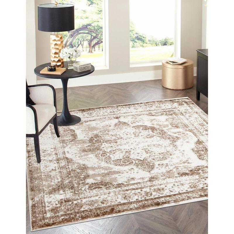 Unique Loom 8' 0 x 8' 0 Sofia Salle Garnier Beige Area Rug