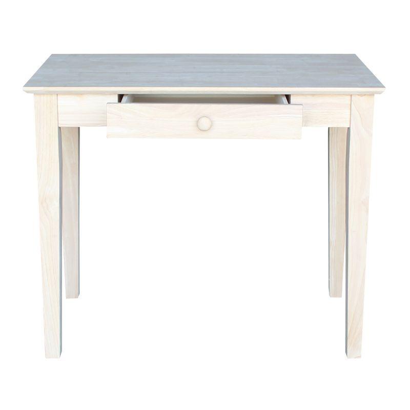 Solid Wood Writing Table Unfinished - International Concepts: 30"H, Hardwood, Narrow Design, 36" Width, Space Saver