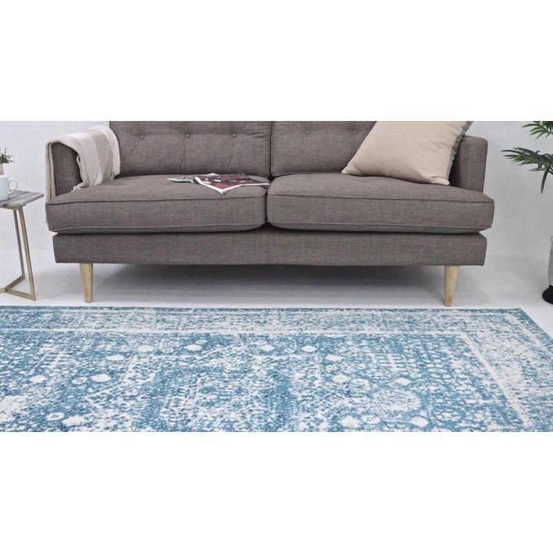 Handmade Tufted Rectangular Easy-Care Rug 4' x 6' in Blue Hues