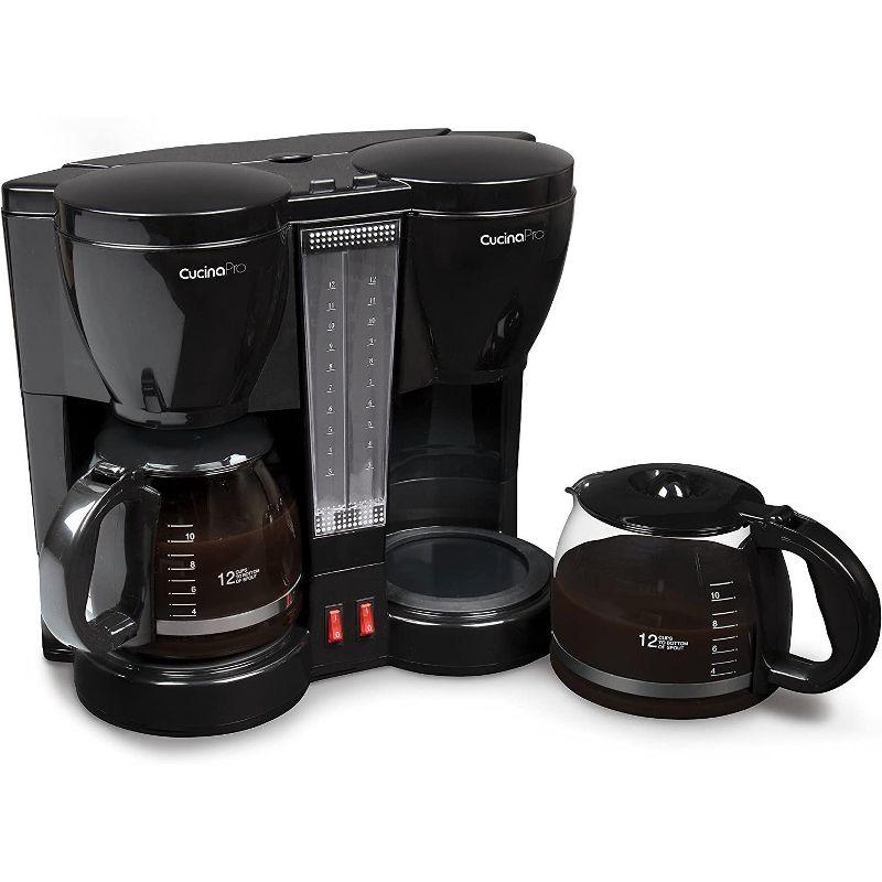 Compact Black Dual Drip Coffee Maker with Permanent Filters