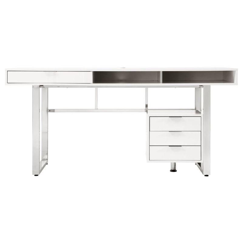 Contemporary White High Gloss Home Office Desk with 4 Drawers