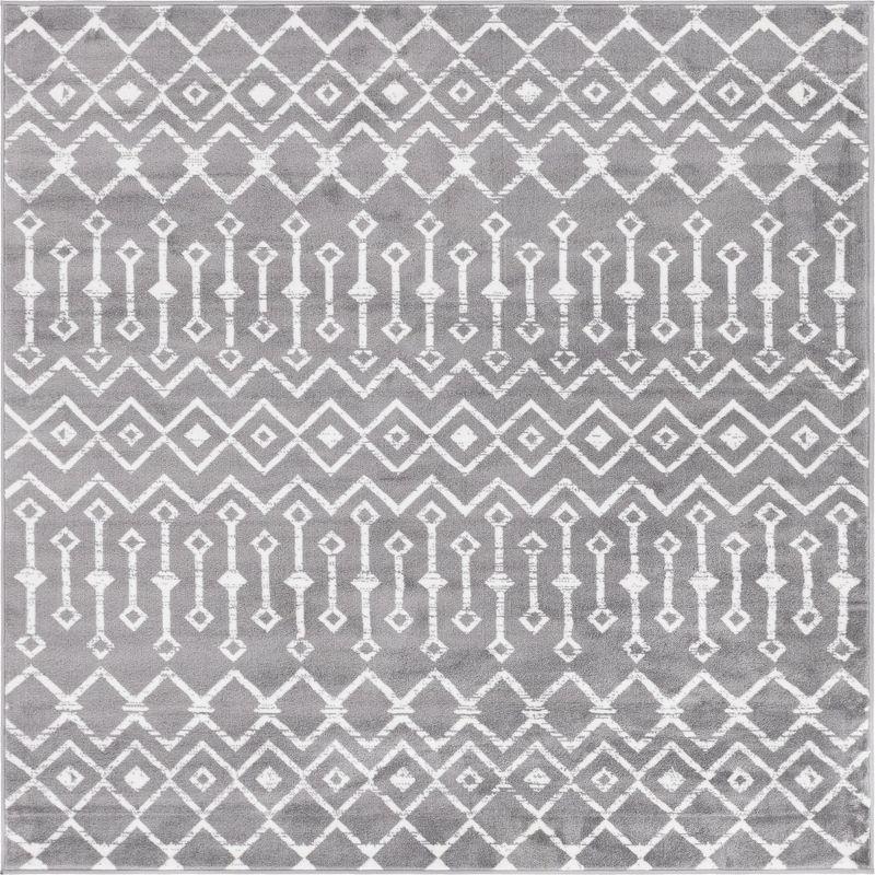 Unique Loom 6' 0 x 6' 0 Square Moroccan Trellis Gray Area Rug