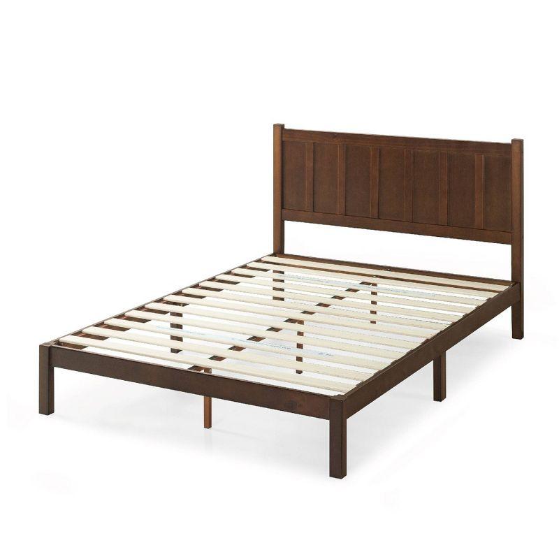 Adrian Queen Pine Wood Platform Bed with Headboard