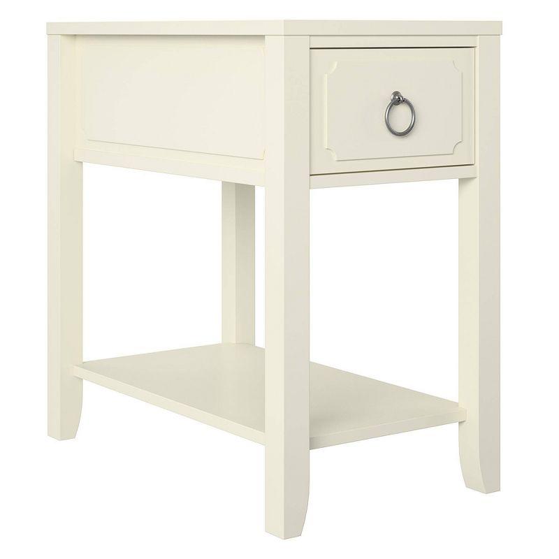 Majesty White Rectangular Side Table with Storage