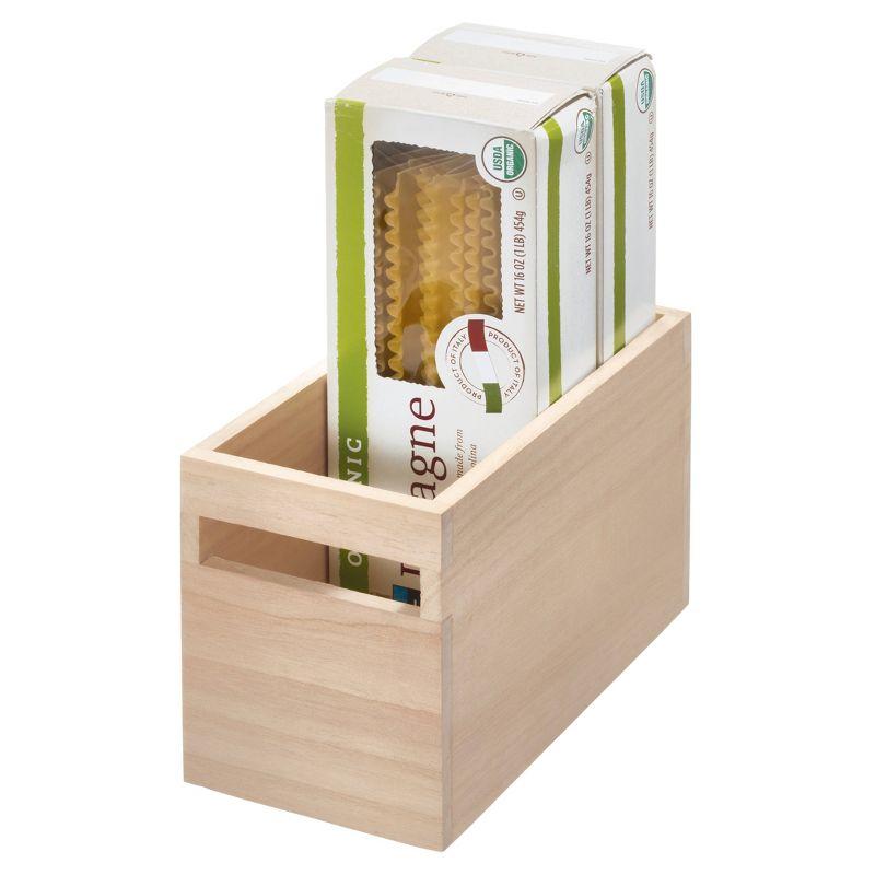 iDESIGN Renewable Wood Collection in Paulownia Wood Bin with Handle: Kitchen Cabinet Organizer, 6" H x 10" D x 5" W