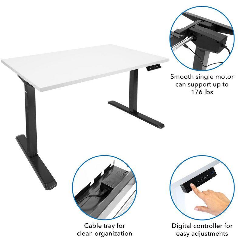 Mount-It! Height Adjustable Hand Crank Sit-Stand Desk Frame w/ Extra-Wide Tabletop | Multiple Colors