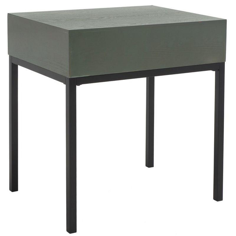 Adena 24" Gray Wood and Metal Rectangular End Table with Storage