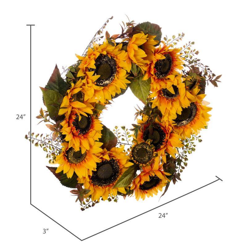 Sunny Meadow 24" Artificial Yellow Sunflower & Seed Grass Wreath