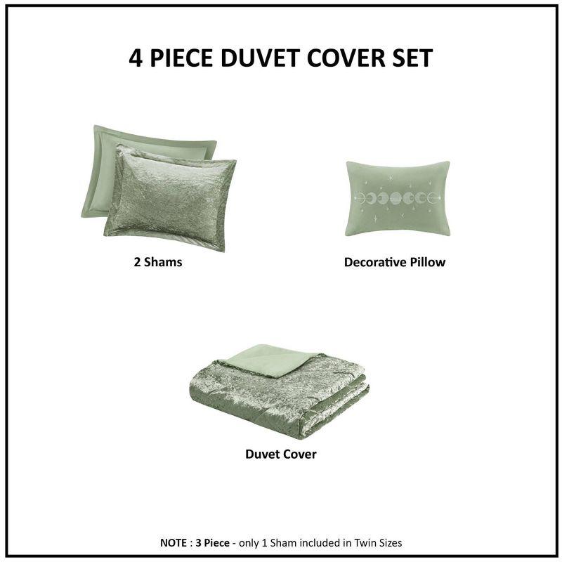 Intelligent Design Alyssa Velvet Microfiber Soft Duvet Cover Set with Throw Pillow