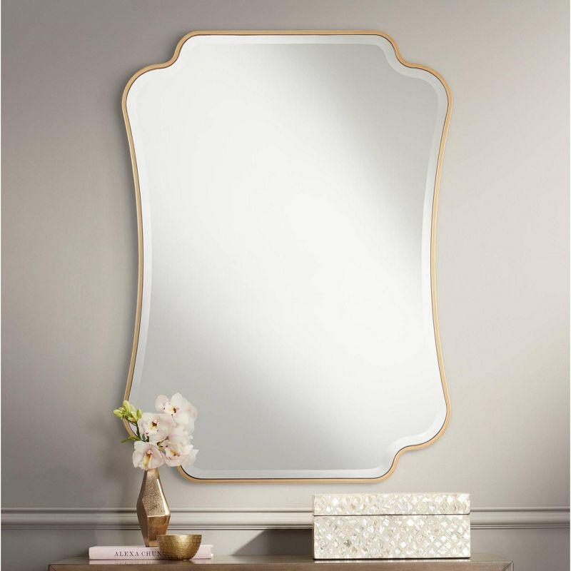 Rectangular Beveled Wood Mirror with Antique Gold Frame 44"x33"