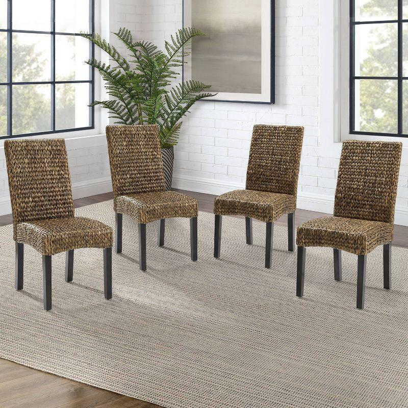 Set of 4 Edgewater Dining Chairs Seagrass/Dark Brown - Crosley