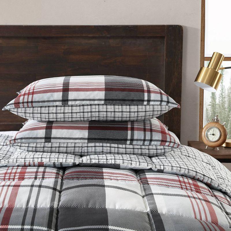 King Black and White Plaid Microsuede Duvet Cover Set