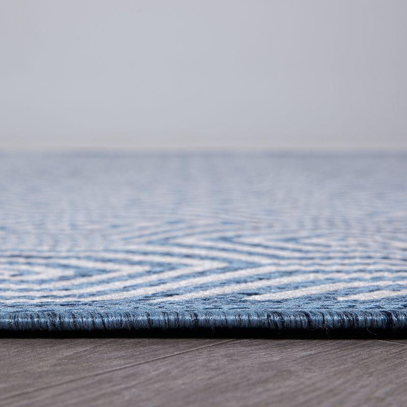 World Rug Gallery Modern Geometric Textured Flat Weave Indoor/Outdoor Area Rug - BLUE 2'x7'