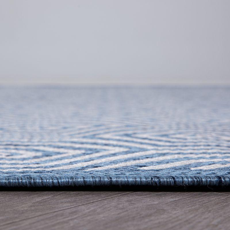 Blue Geometric Flat Woven Synthetic Runner Rug 2'x7'