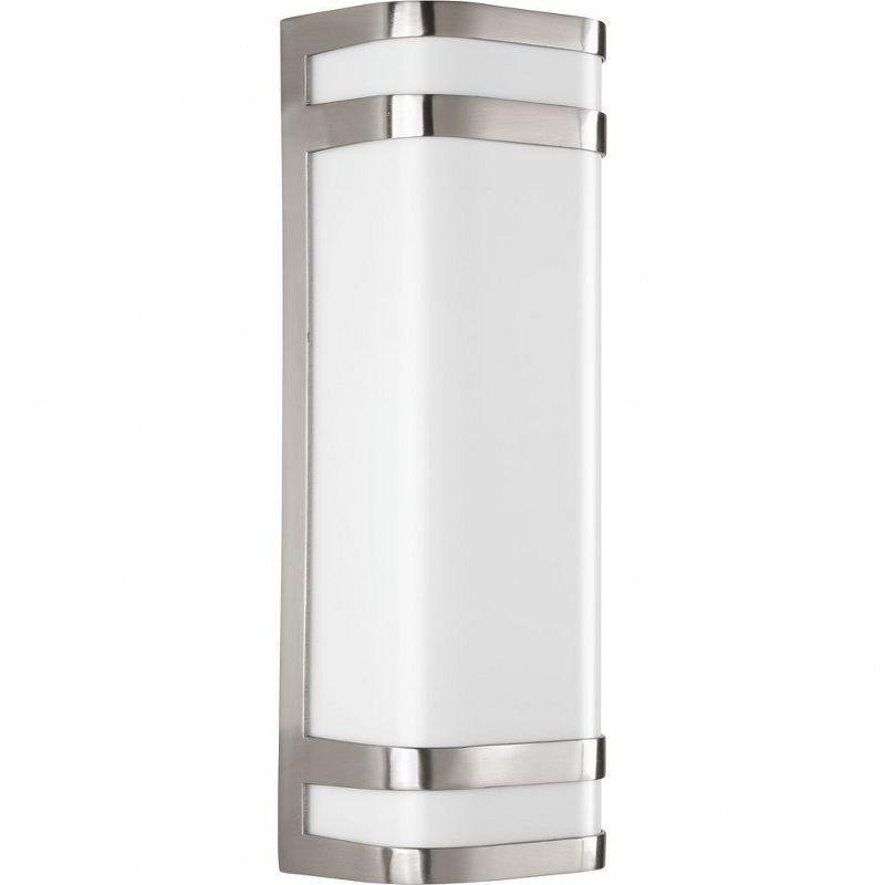 Progress Lighting Valera Collection 2-Light LED Wall Lantern in Brushed Nickel with Matte White Acrylic Shade