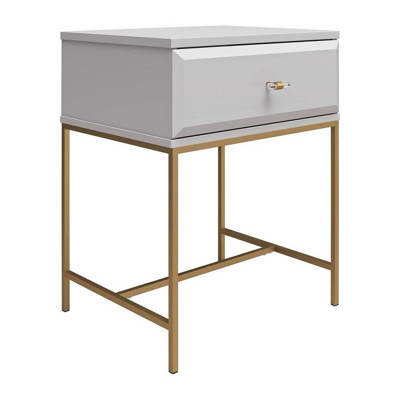 Effie Gray 1-Drawer Nightstand with Gold Accents