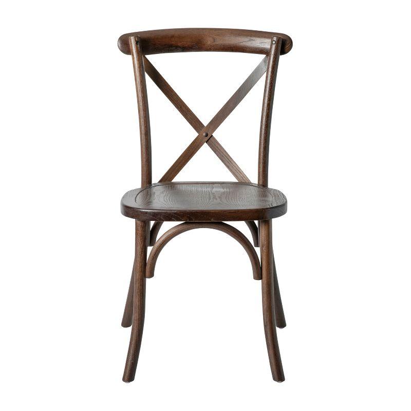 Mahogany Wood Cross Back Stackable Side Chair