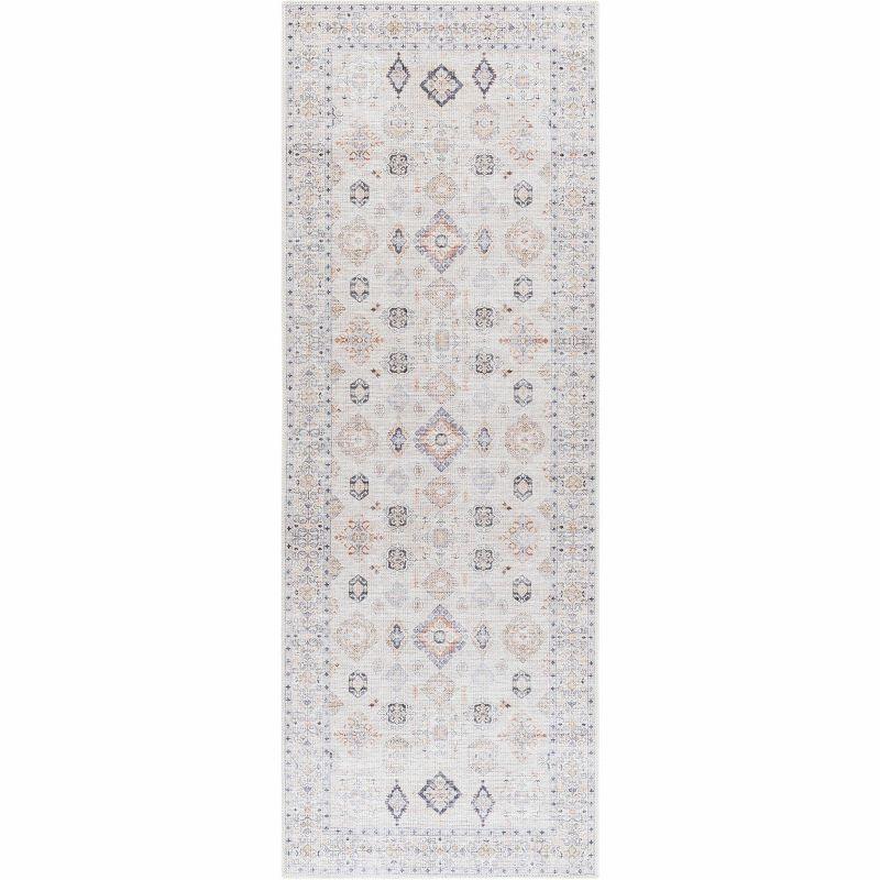 Beckett Beige and Brick Red Vintage Washable Runner Rug