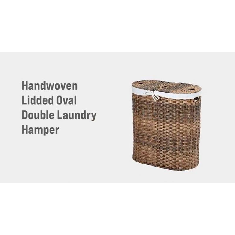 Handwoven Double Lidded Oval Hamper Sorter