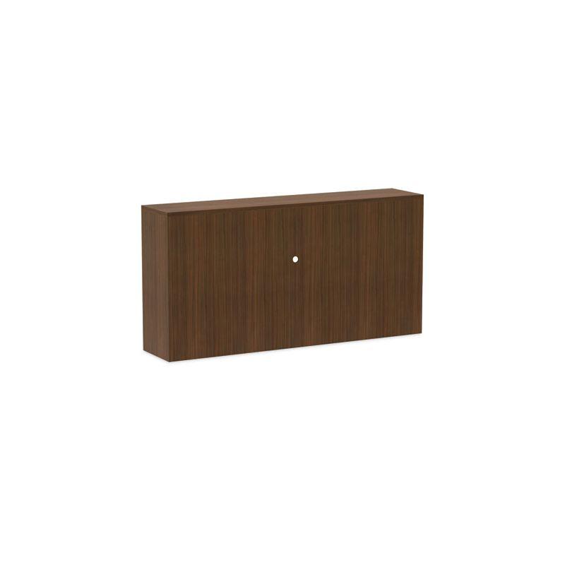 Alera Alera Valencia Series Hutch with Doors, 4 Compartments, 70.63w x 15d x 35.38h, Modern Walnut