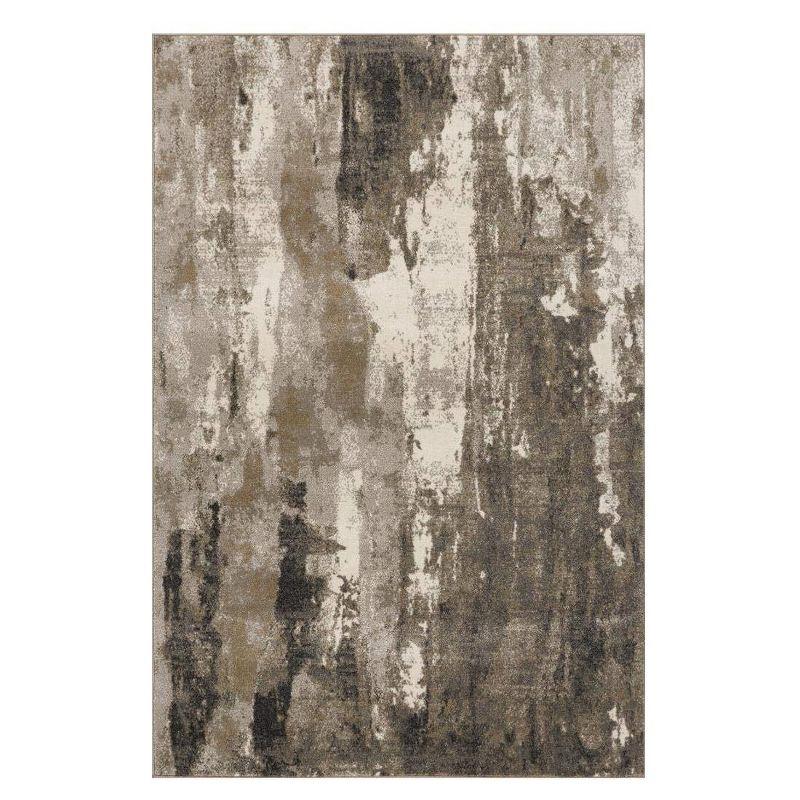 Beige Abstract Non-slip Rectangular Area Rug 2' x 3'