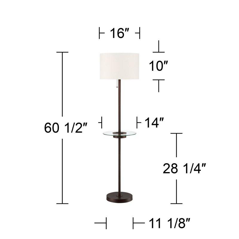 360 Lighting Caper Modern Floor Lamp with Tray Table 60 1/2" Tall Bronze USB and AC Power Outlet Off White Fabric Drum Shade for Living Room Office