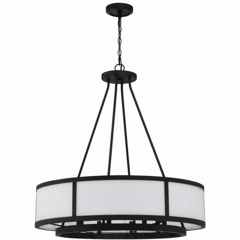 Bryant Black Forged 8-Light Drum Chandelier with White Shade