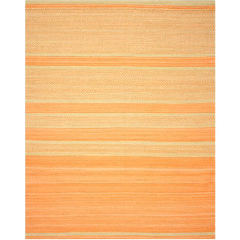 Bohemian Nomad Orange & Lime Wool 8' x 10' Handwoven Area Rug