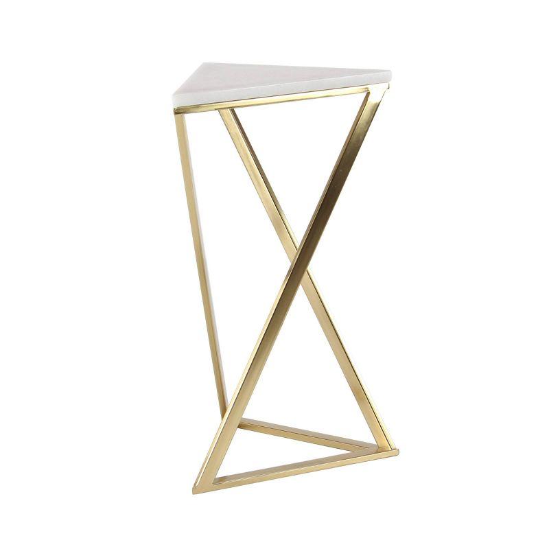 Set of 2 Hourglass Accent Tables Gold - Olivia & May: Marble Top, Iron Frame, Indoor Use