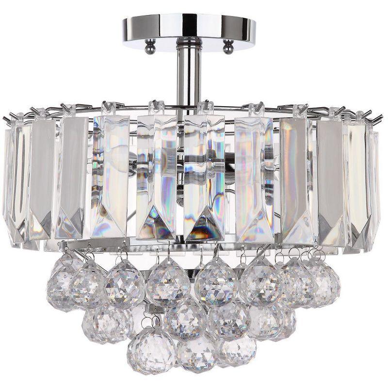 Chrome and Crystal Drum Flush Mount Ceiling Light