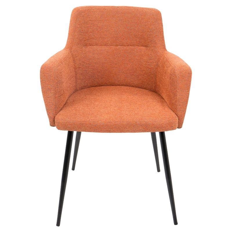 Set of 2 Andrew Contemporary Dining Accent Chairs Orange - Lumisource: Upholstered, Metal Legs, Padded Armrests