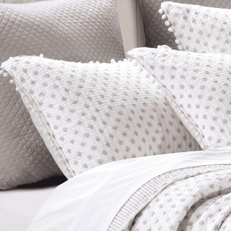 Astoria Grey and White Quilted Cotton Standard Sham