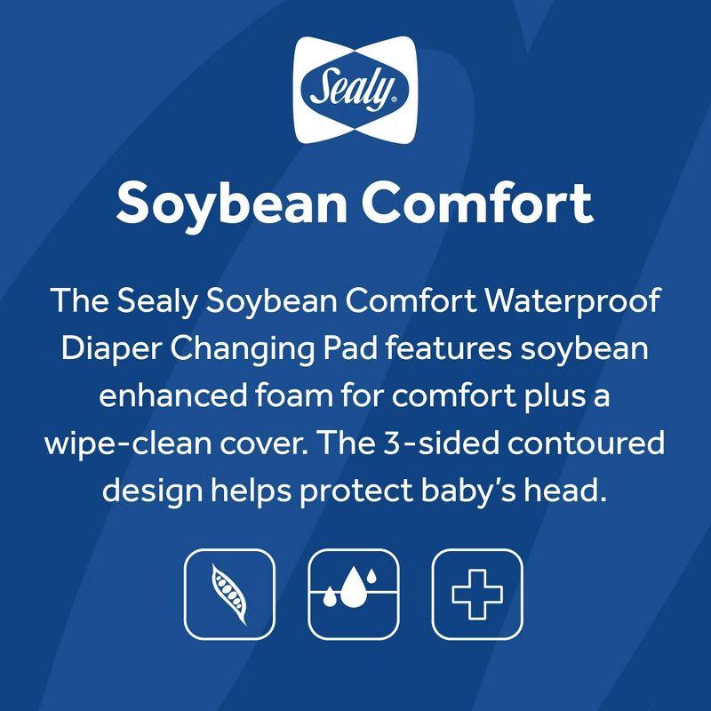 Sealy Baby Sealy Baby Soybean Comfort 3-Sided Waterproof Contoured Baby Diaper Changing Pad for Dresser or Changing Table, Baby Changing Pad - White, 32” x 16”