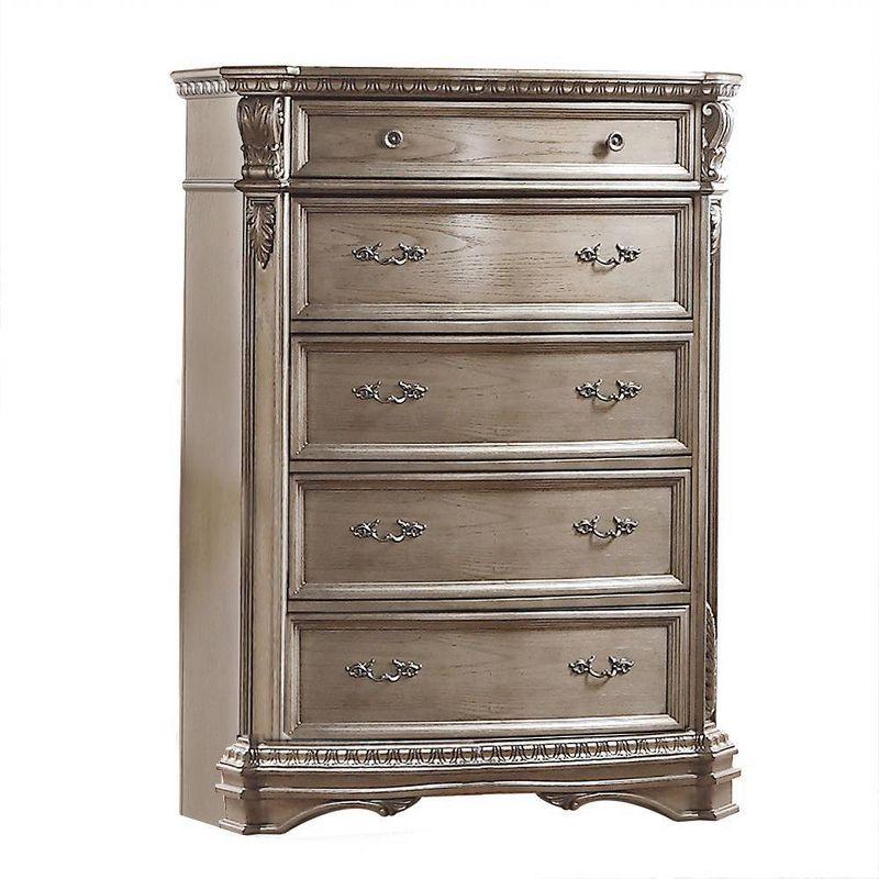 Elegant Gray 45" Antique Silver Chest with Dovetail Drawers